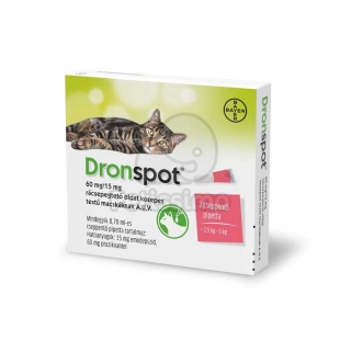 Dronspot 60 mg/15 mg rácsepegtető oldat közepes testű (2,5-5 kg) macskáknak A.U.V.  állatgyógyszertár